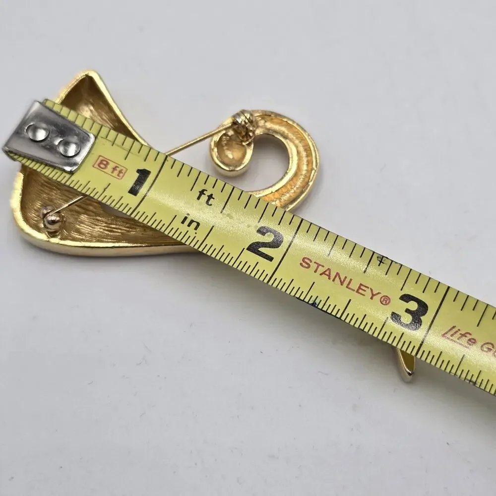 Vintage Givenchy Pi Sign Brooch Pin Gold-Tone 3" Abstract Modern Couture 80's - Picture 5 of 6